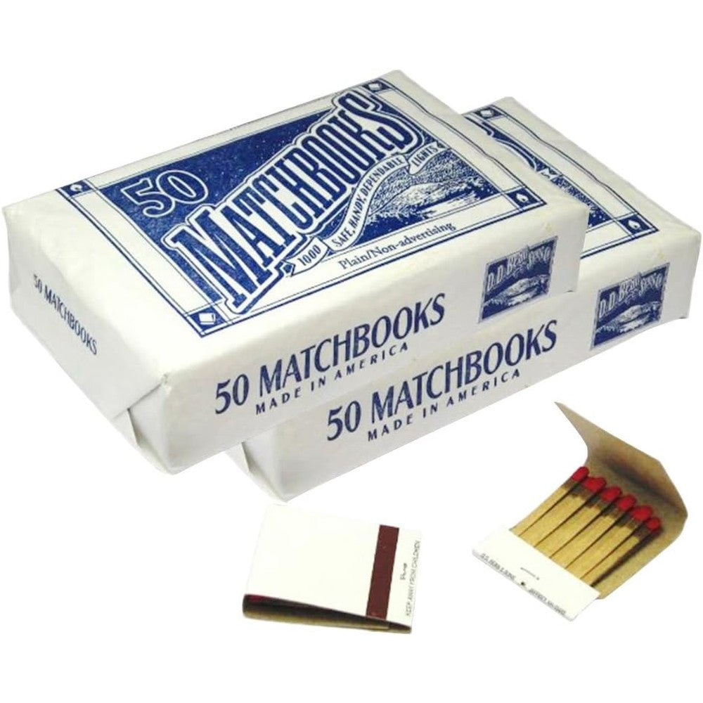 D.D. Bean & Sons Classic White Matchbooks 50 pack front view for wedding favors.