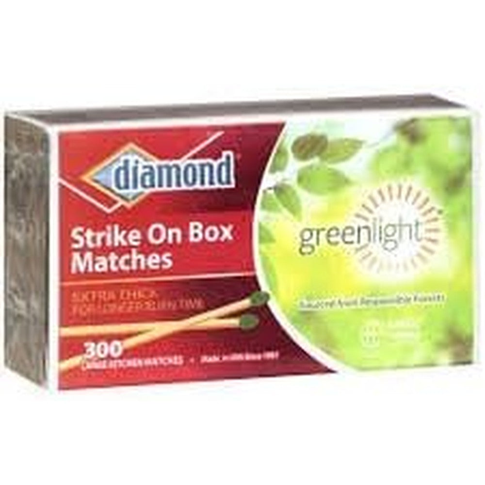Diamond Greenlight Strike on Box Matches front view high quality wooden kitchen matches