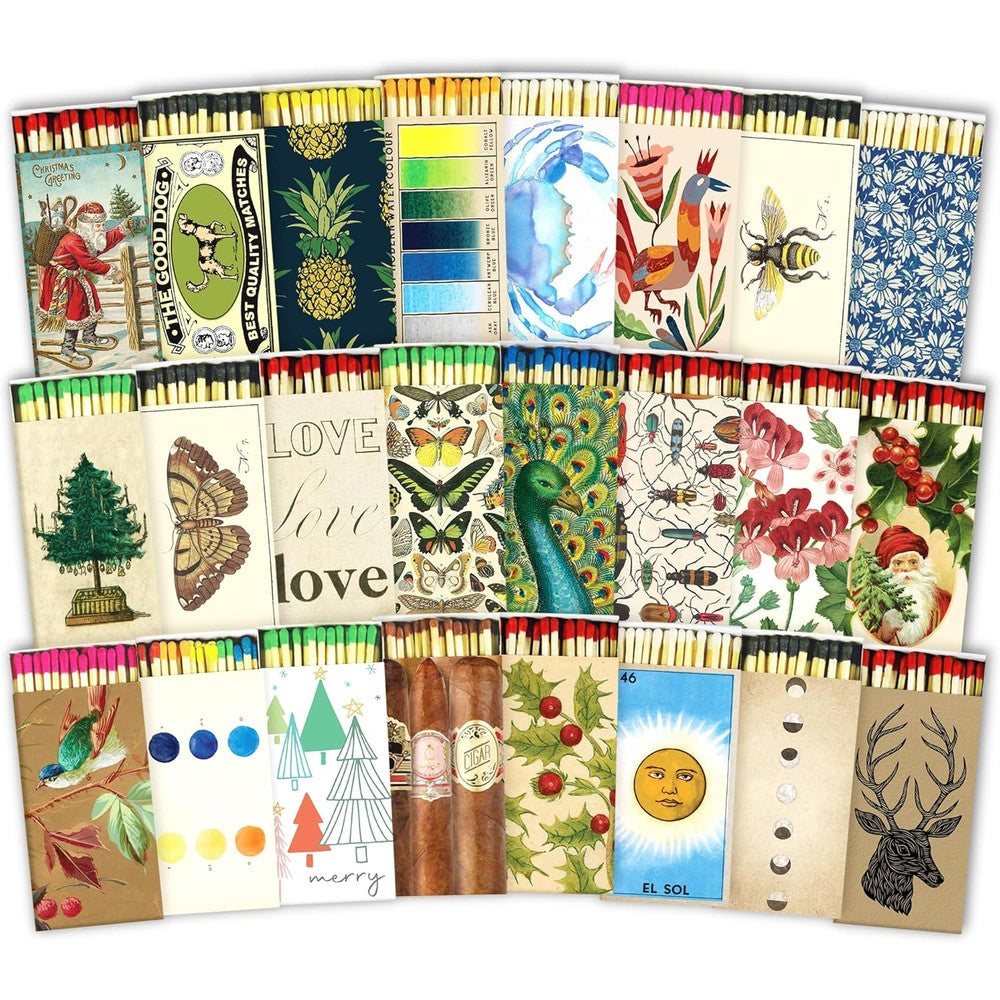 Thankful Greetings HomArt Decorative Matchbox front view featuring botanical design.