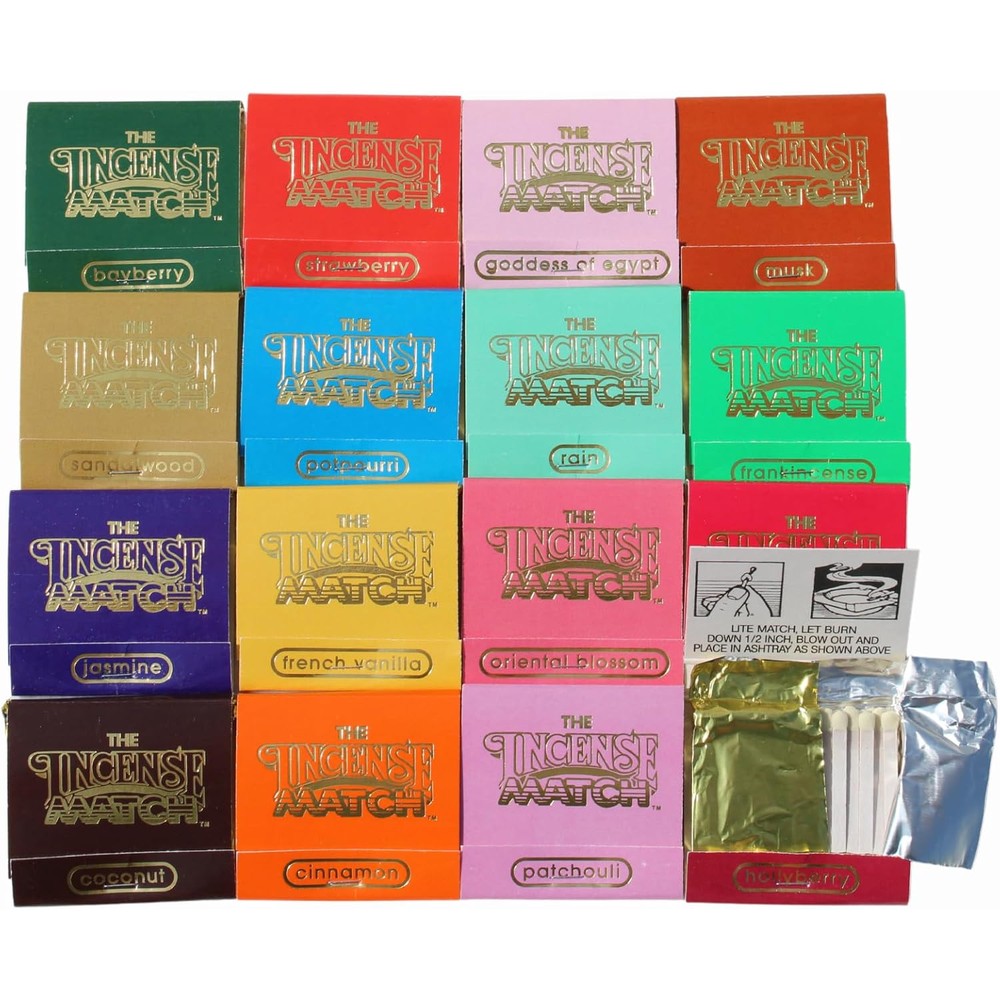 The Incense Match 16 Pack Variety Set front view showing assorted matchbook covers.