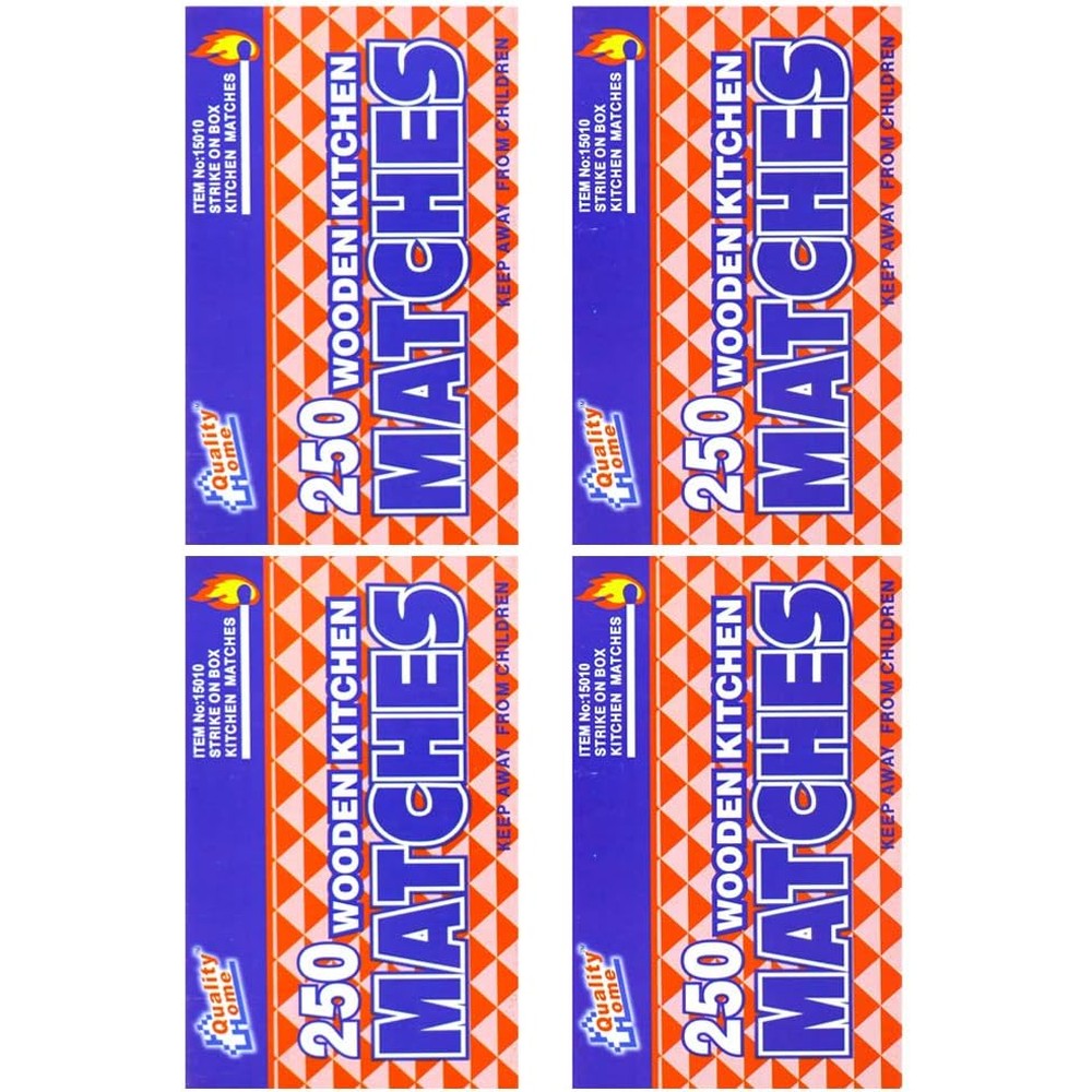 Quality Home OCD Bargain Wooden Kitchen Matches front view of four pack bundle