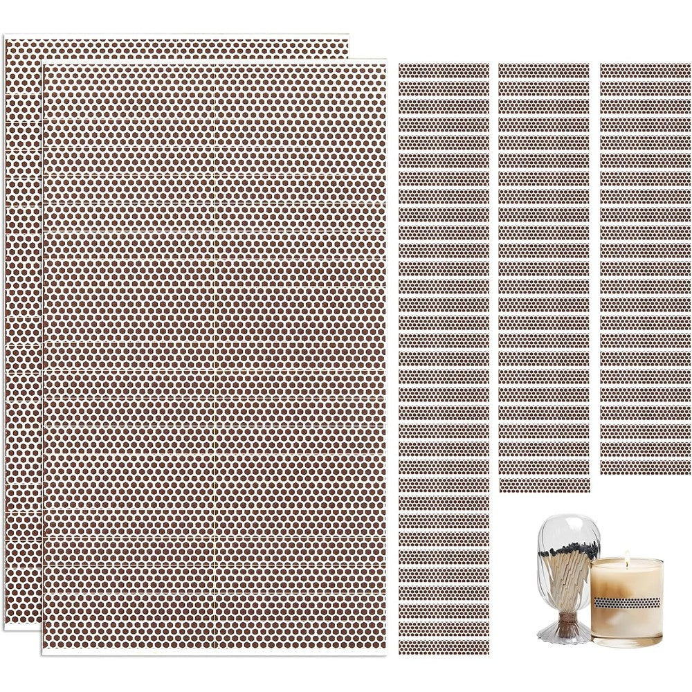 Winecraft match striker stickers front view showing eighty pieces of brown adhesive paper.