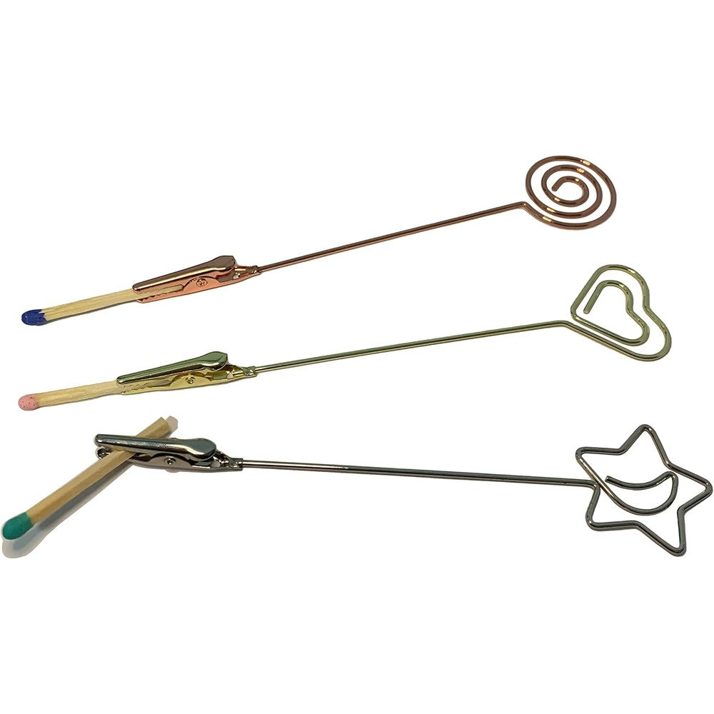 Jhzabpo matchstick extenders three piece pack front view showing gold silver and rose gold metallic tools