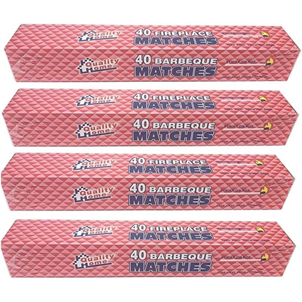 Quality Home 11 inch fireplace matches front view 4 box pack