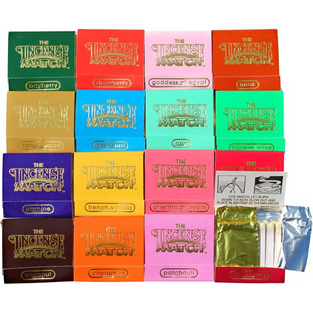 The Incense Match 16 Pack Variety Set front view imported air freshener.