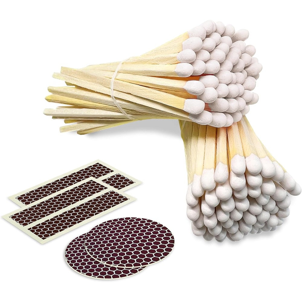 Thankful Greetings 4 inch white tip matches front view decorative candle accessories.