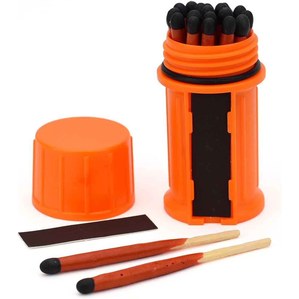 UCO Stormproof Match Kit front view orange waterproof survival case