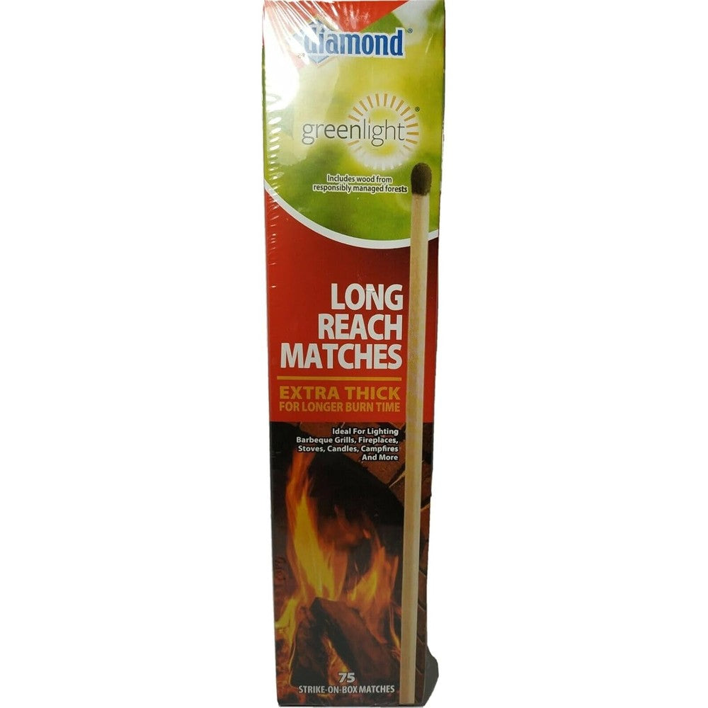 DKLECHUI Diamond Long Reach Matches two pack front view for fireplace lighting.