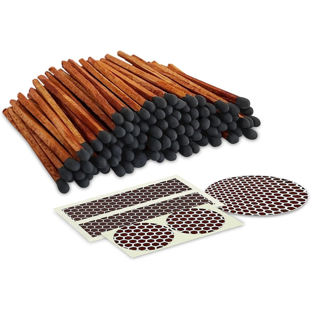 Thankful Greetings Espresso Style Safety Matches front view of brown sticks with black tips