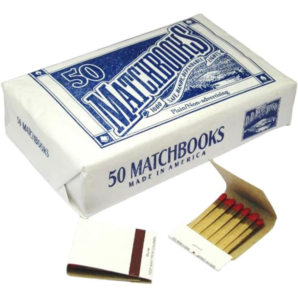 D.D. Bean & Sons 50 Plain White Matchbooks front view for wholesale wedding favors.