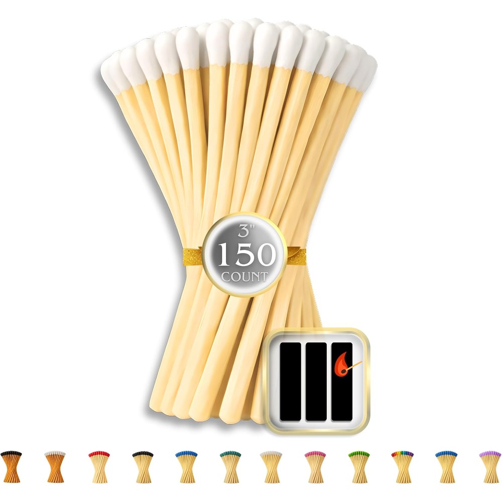 Winecraft three inch white safety matches front packaging view for home decor candle lighting