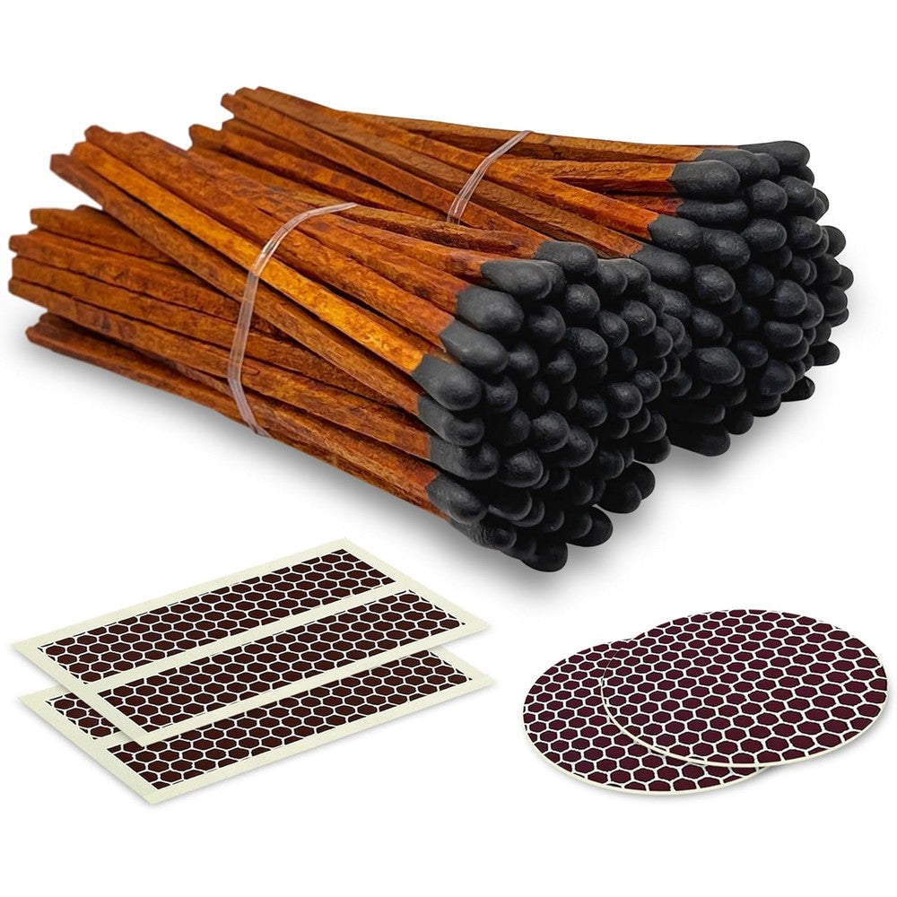 Thankful Greetings 4-inch espresso matches with brown sticks and black tips front view.