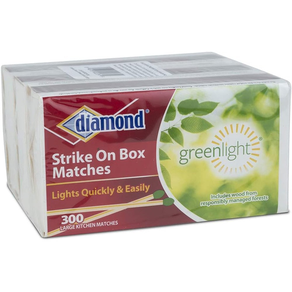 Diamond Greenlight Strike on Box Matches 3 pack front view authentic USA import
