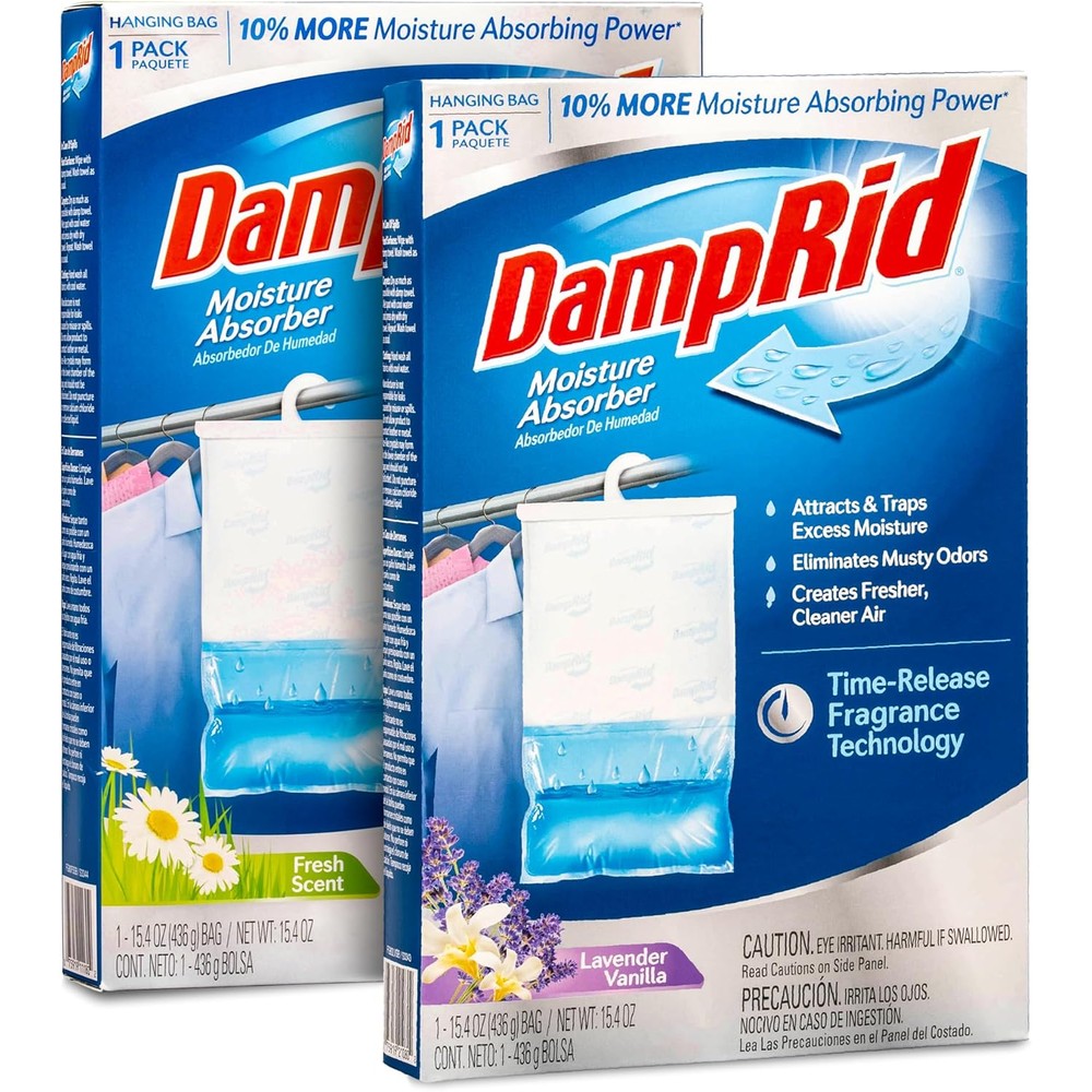 ILIOS Damp Rid Hanging Bag Moisture Absorber front view for closet dehumidification.