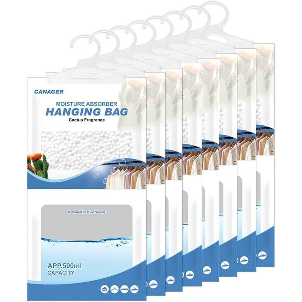 CANAGER Hanging Moisture Absorber 8 pack front view in packaging.