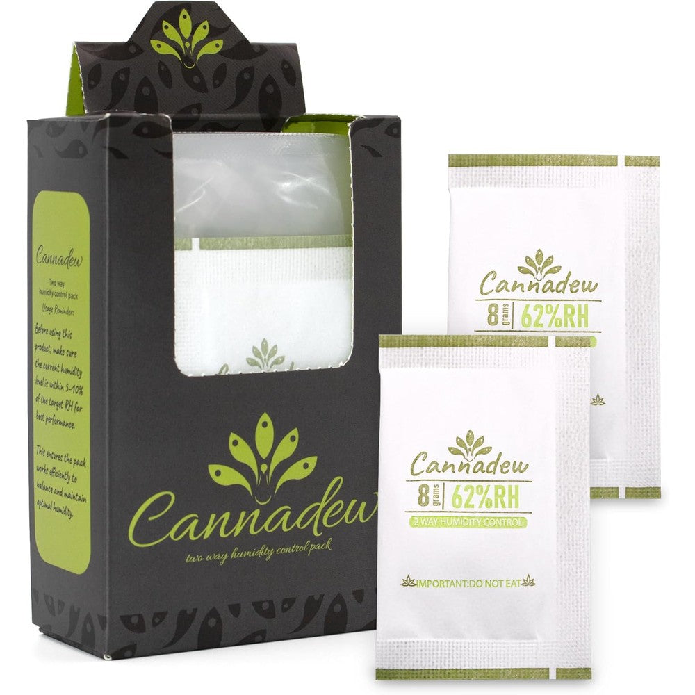 Cannadew 62% RH 8 gram humidity control 15 pack front view moisture absorbers