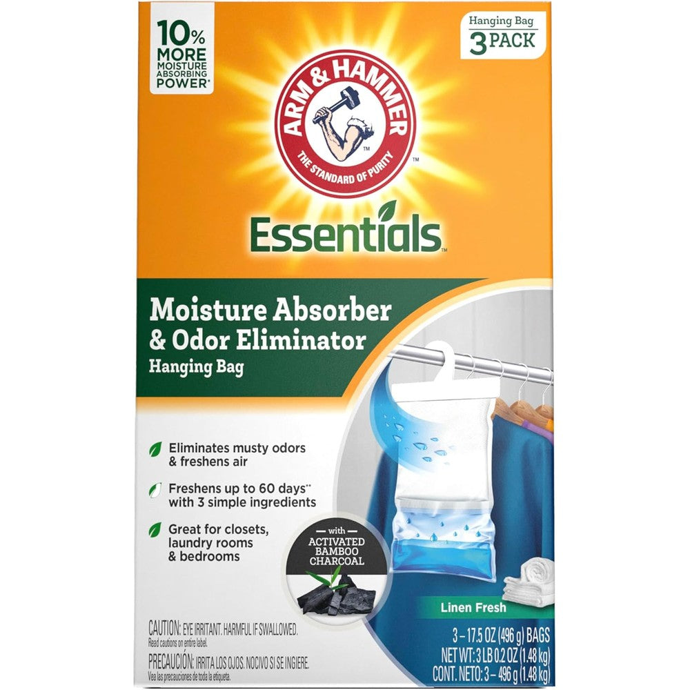 Arm & Hammer Essentials hanging moisture absorber and odor eliminator 3 pack