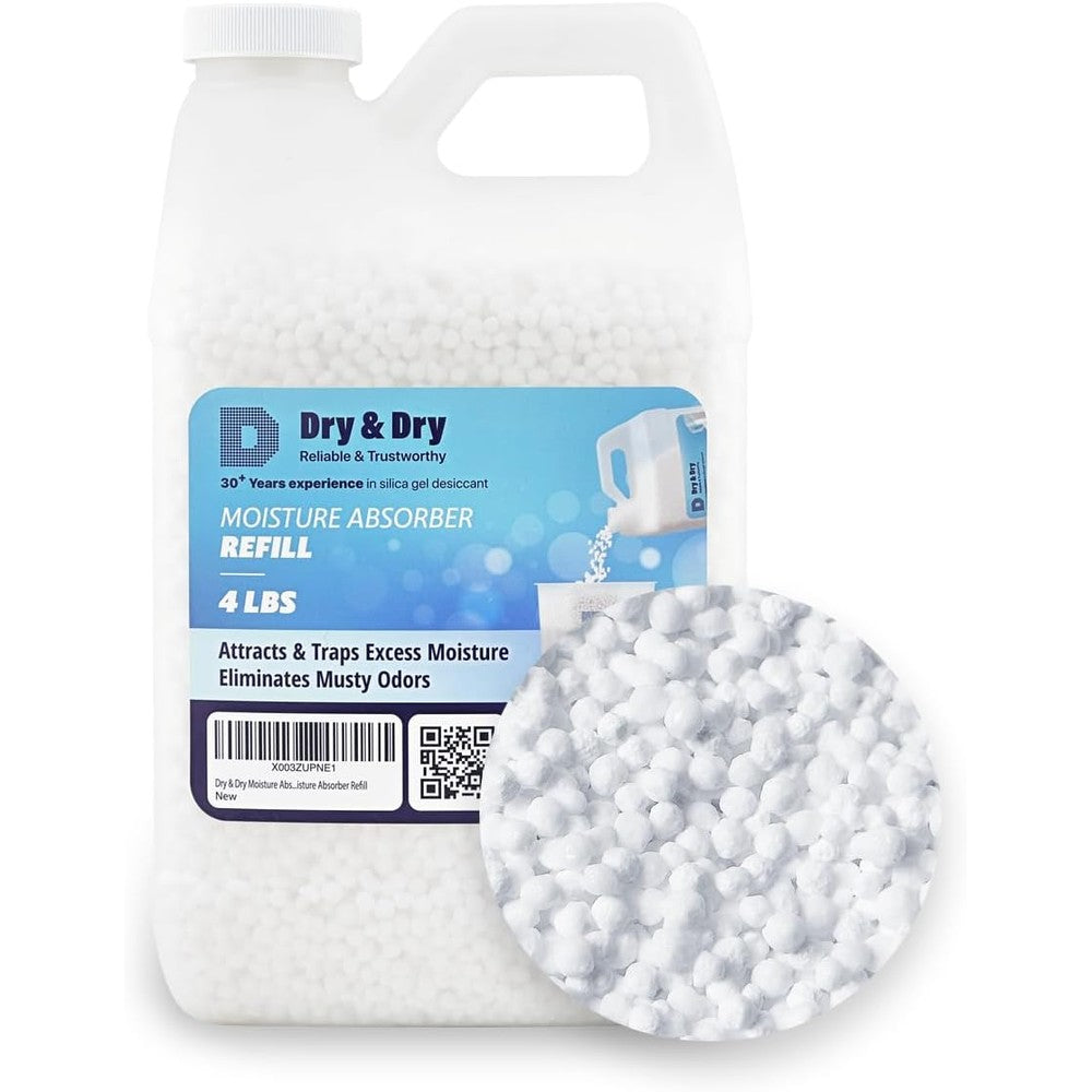 Dry & Dry Moisture Absorber Refill Beads 4 Pounds front view jug