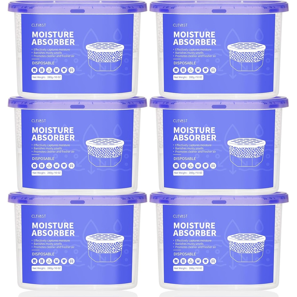 CLEVAST Moisture Absorber Boxes 6 pack front view for closet dehumidification