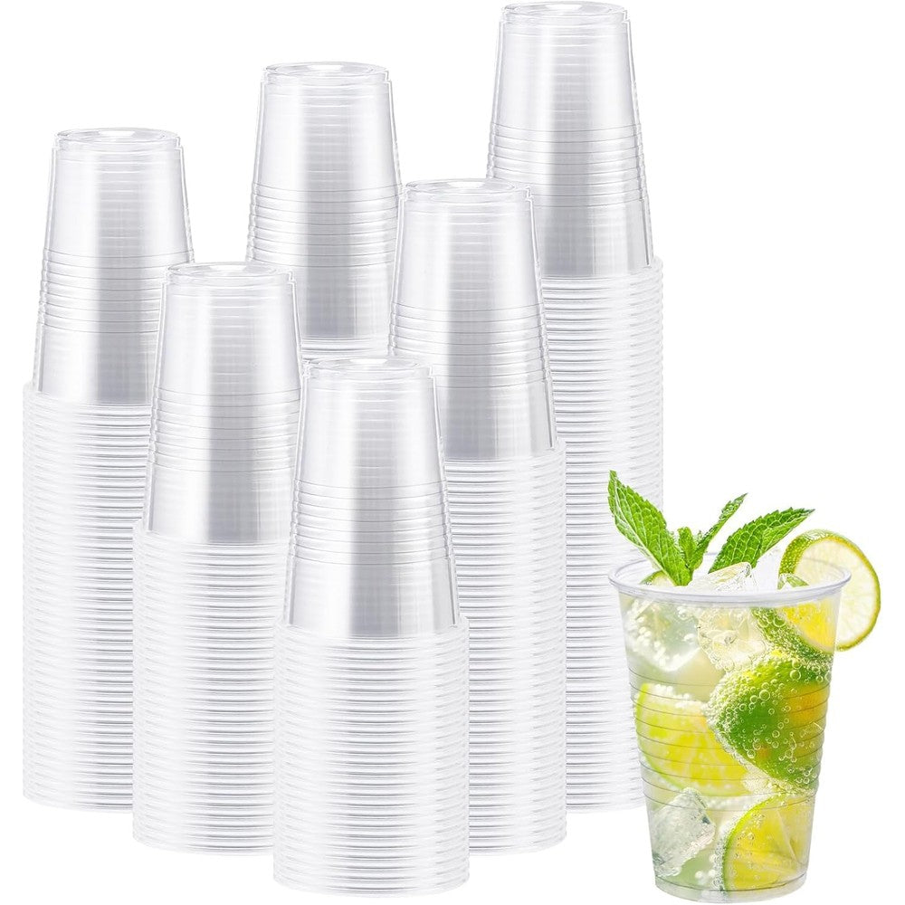 Lamosi 12 Ounce Clear Plastic Cups front view for party catering.