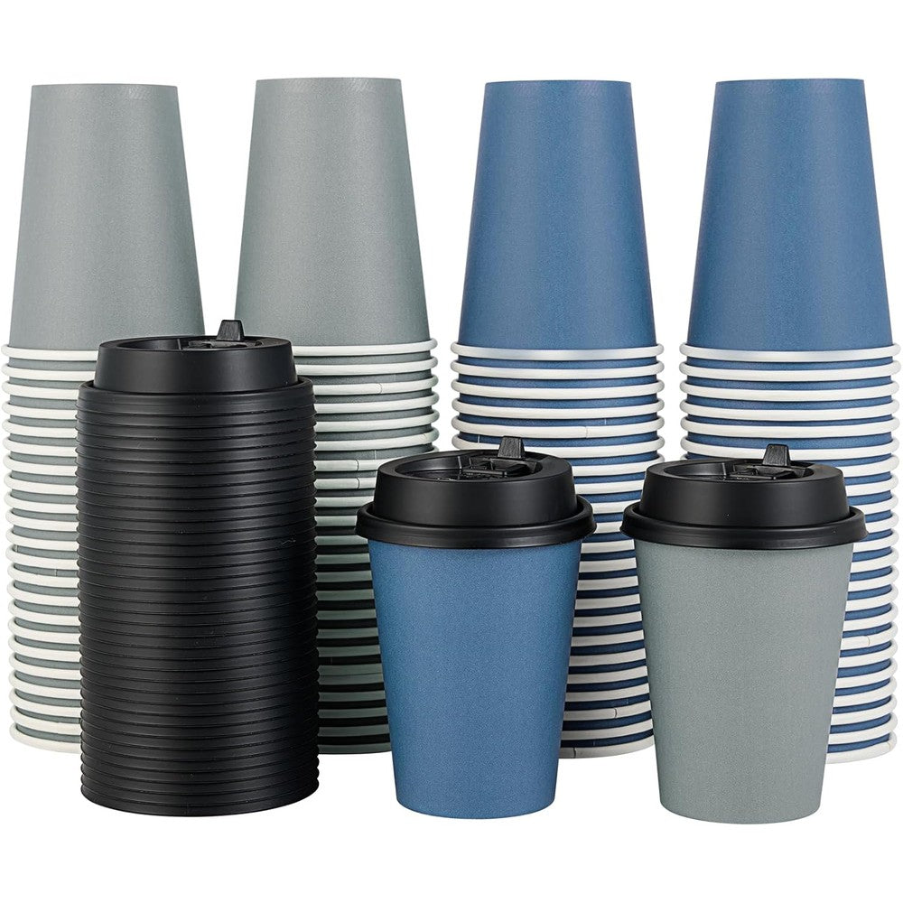 LITOPAK 12 ounce disposable paper coffee cups front view 100 pack