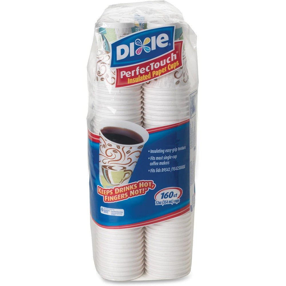 Dixie PerfecTouch Insulated Paper Hot Coffee Cup front view authentic USA import
