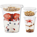 Aatriet 12 ounce clear plastic parfait cups front view for meal prep