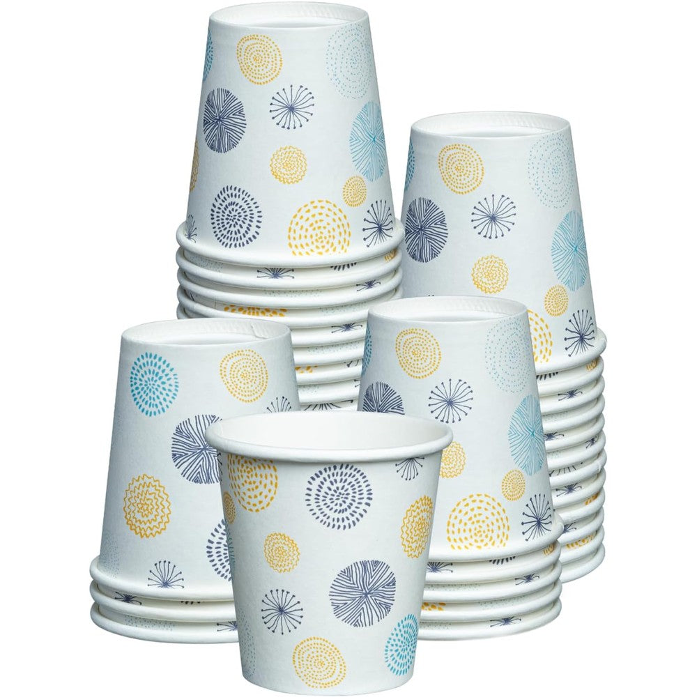 Gusto floral bathroom cups front view 100 count pack