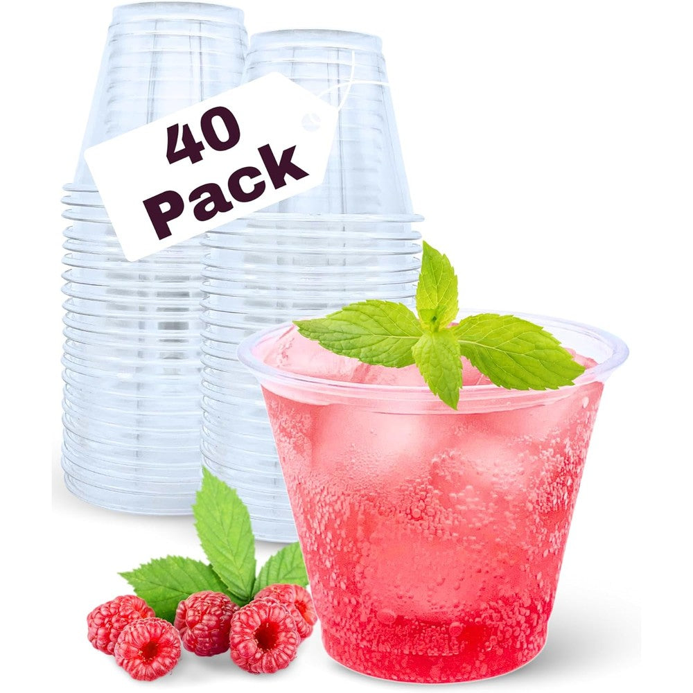 Aatriet 40 Pack 9 Ounce Clear Plastic Cups front view