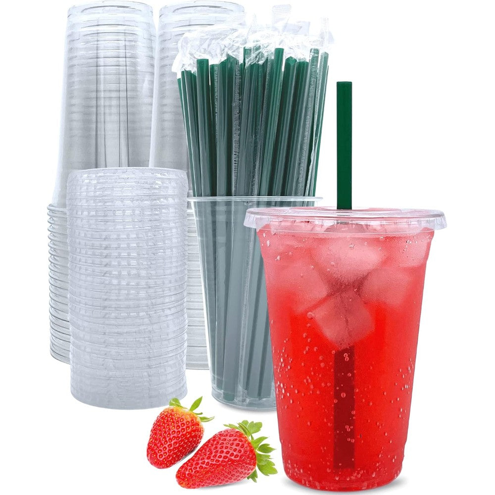 Aatriet 20 ounce clear plastic cups 25 sets front view for iced coffee.