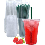 Aatriet 20 ounce clear plastic cups 25 sets front view for iced coffee.