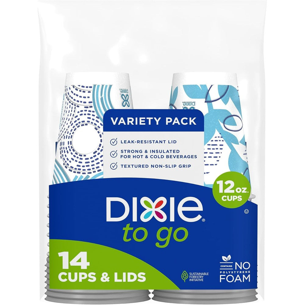 Dixie To Go Paper Coffee Cups front view showing insulated texture