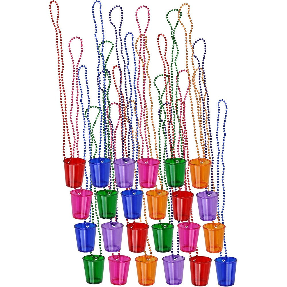 Iconikal 24 Pack Shot Glass on Beaded Necklace front view party accessories.