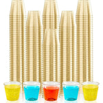 JOLLY CHEF 500 Count Gold Glitter Shot Glasses front view party supplies.