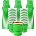 Munilail green plastic shot cups 100 pack front view party supplies