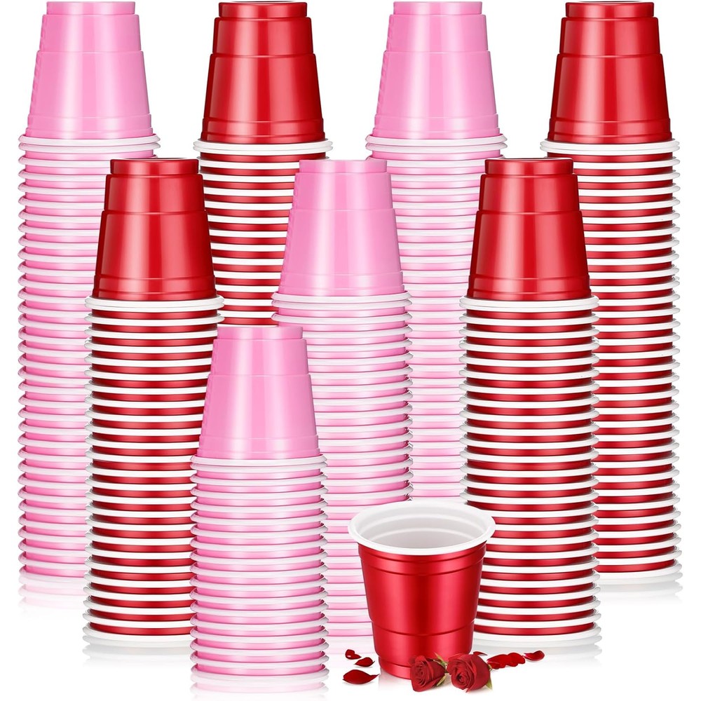 Sliner Valentine Plastic Shot Cups front view 200 count pack
