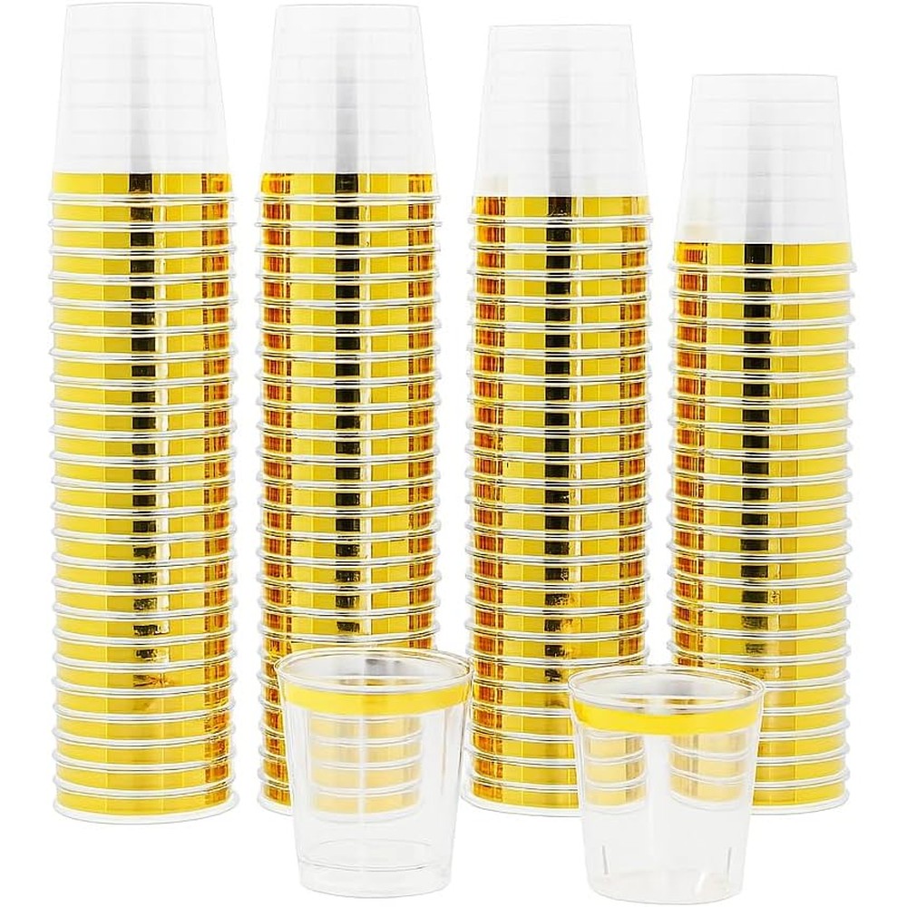Mandala Crafts Disposable Plastic Shot Glasses front view 120 count pack