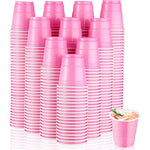 Yetene Light Pink Plastic Shot Cups front view of stacked party glasses.