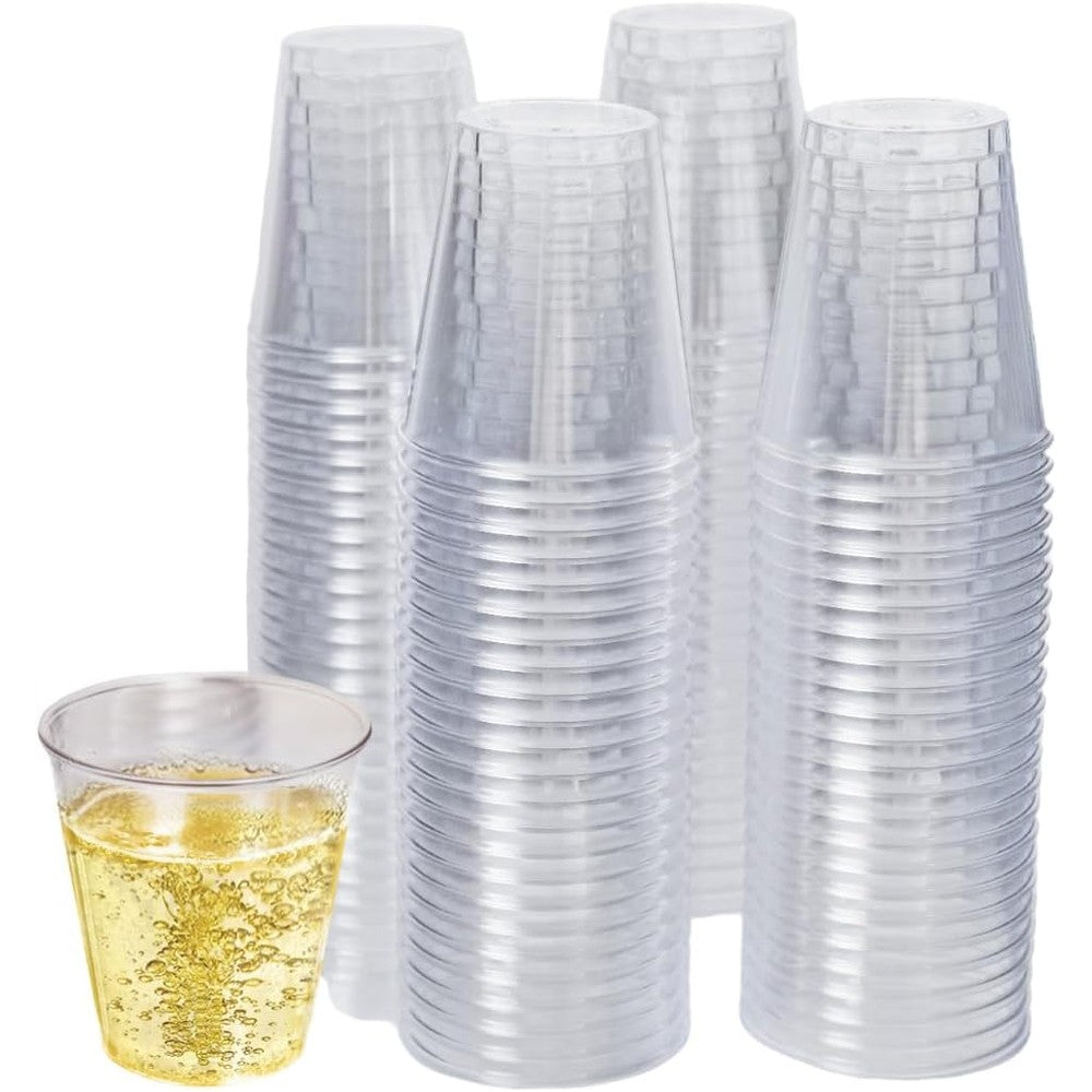 Craft And Party Premium Clear Shot Glasses 100 count front view for party planning.