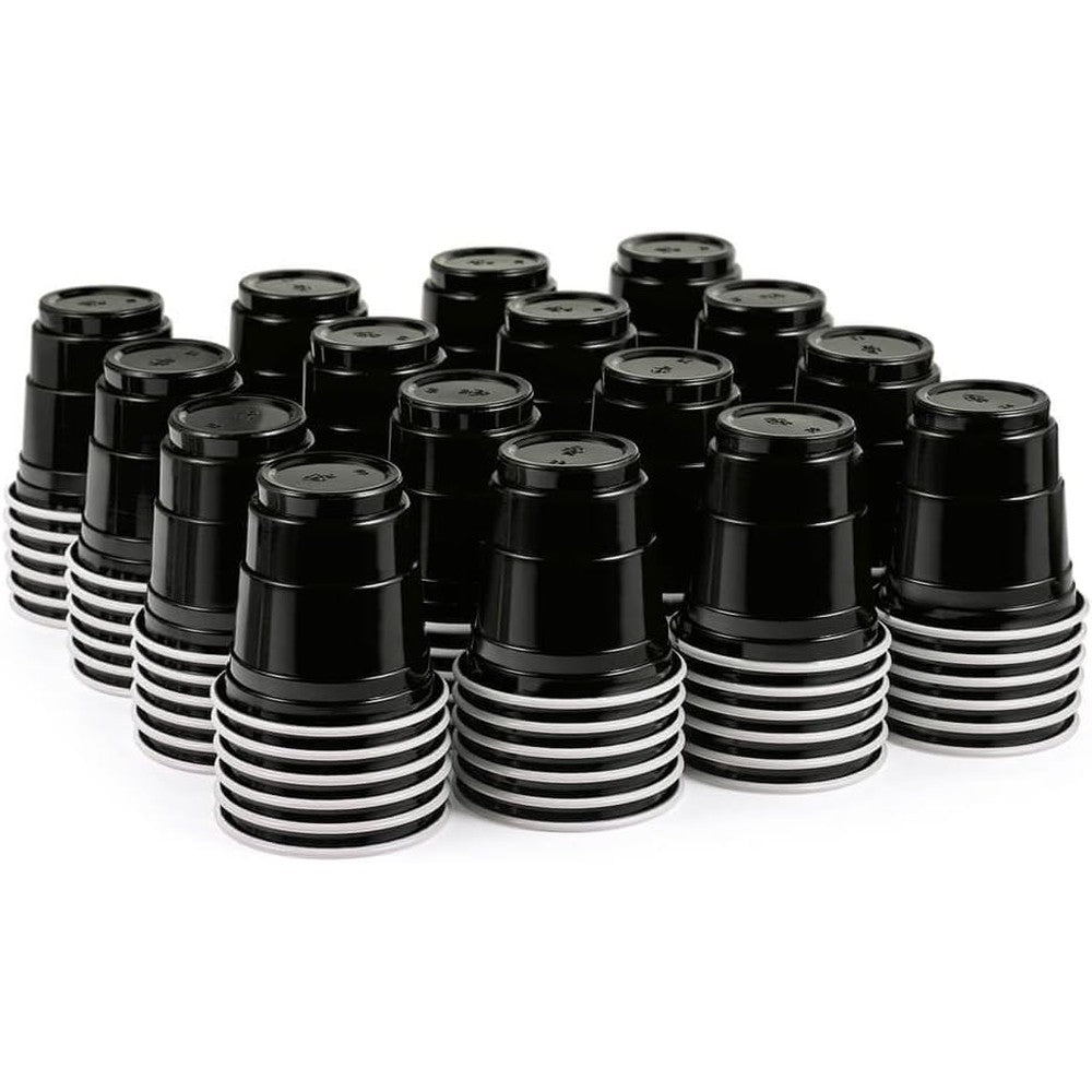 HAOZAN 100 count mini black shot cups front view for parties