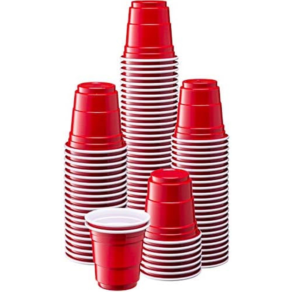 GUSTO mini plastic shot glasses front view for parties