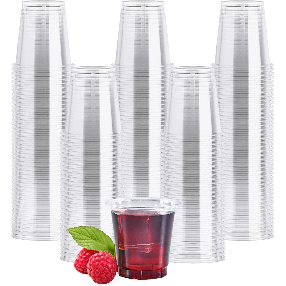 JOLLY CHEF 500 pack 2 ounce plastic shot glasses front view stackable cups