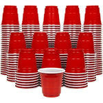 GoBig 200 pack plastic shot cups front view red mini party supplies