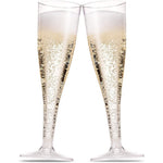 Munfix 50 Plastic Champagne Flutes front view for wedding table setup