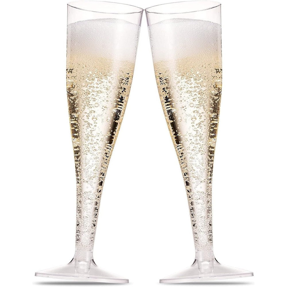 Munfix clear plastic champagne flutes 30 pack front view for party supplies.