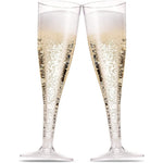 Munfix clear plastic champagne flutes 30 pack front view for party supplies.