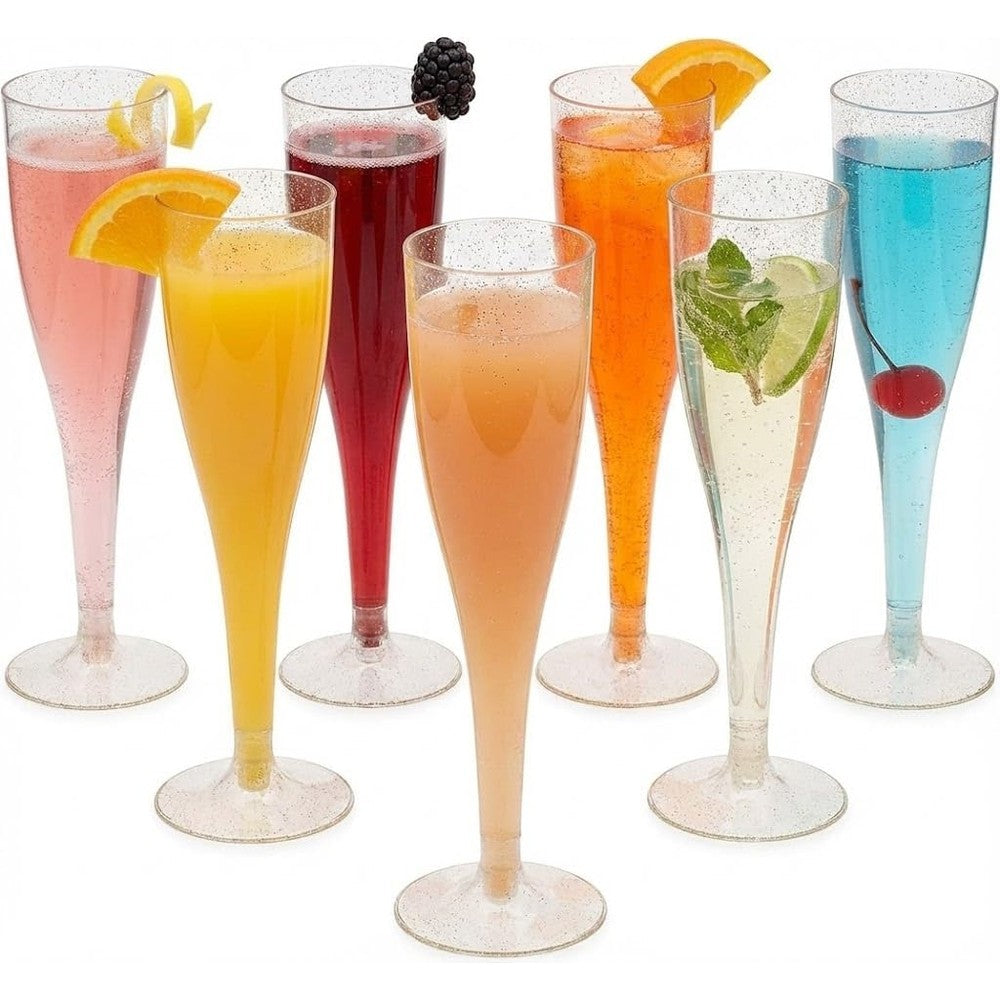 Oojami 90 Pack Disposable Champagne Flutes front view for wedding toast