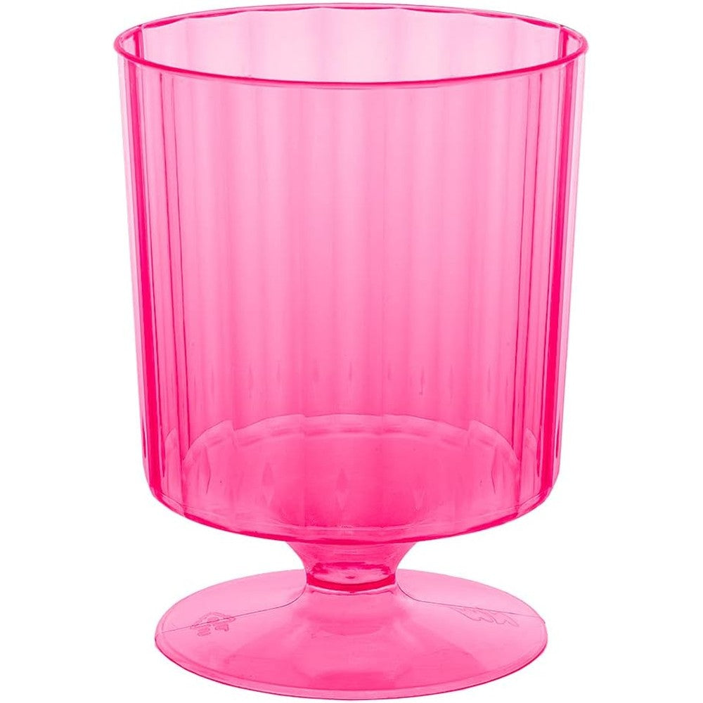 Party Essentials N820029 neon pink plastic wine glasses front view