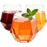 Oojami Diamond Plastic Wine Glasses 40 pack front view on a party table.