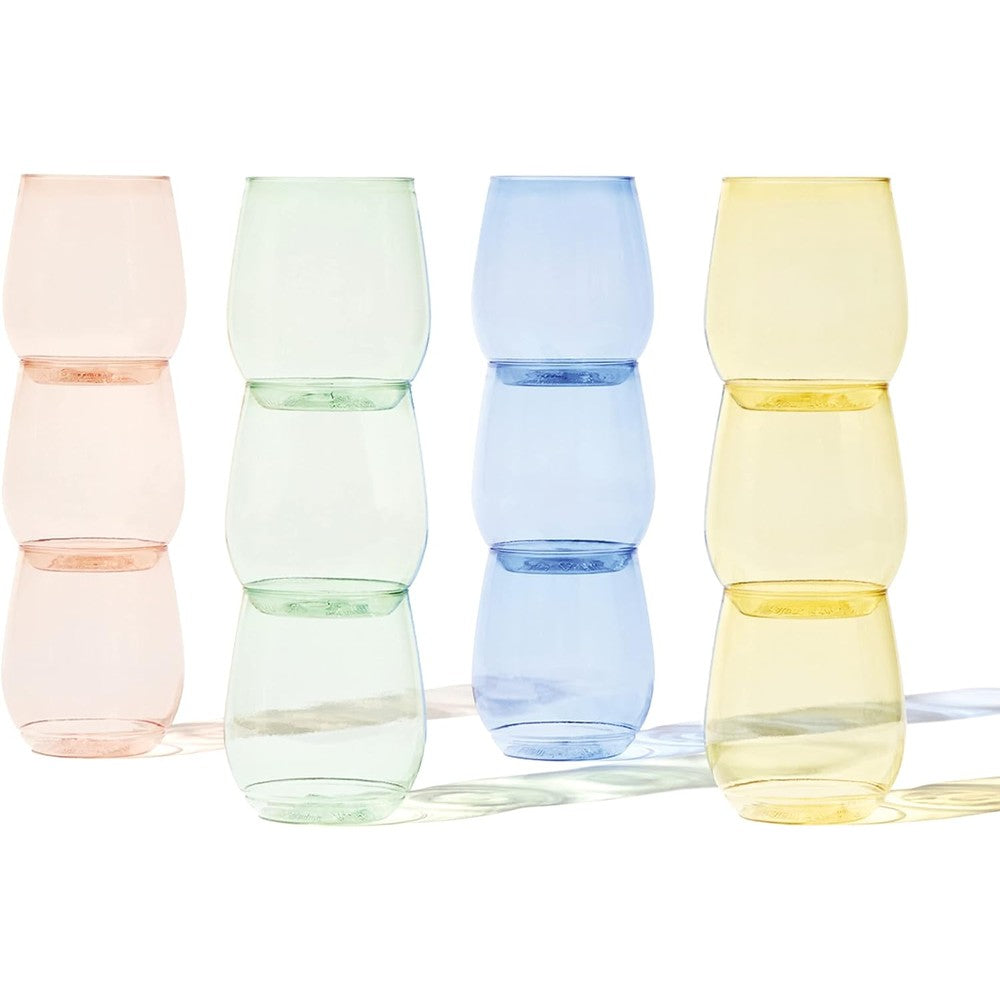 Tossware Pop 14 Ounce Vino Color Series front view shatterproof wine glasses